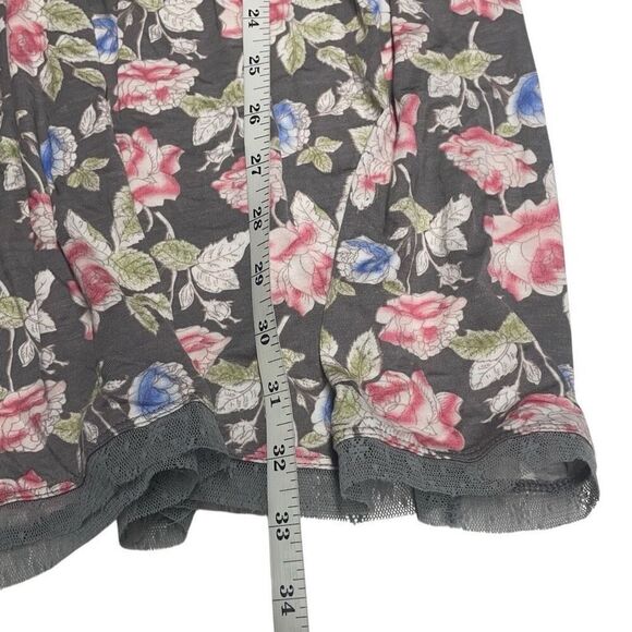 Candie's Gray Floral Print Lightly Padded Mesh Trim Chemise - Picture 6 of 6
